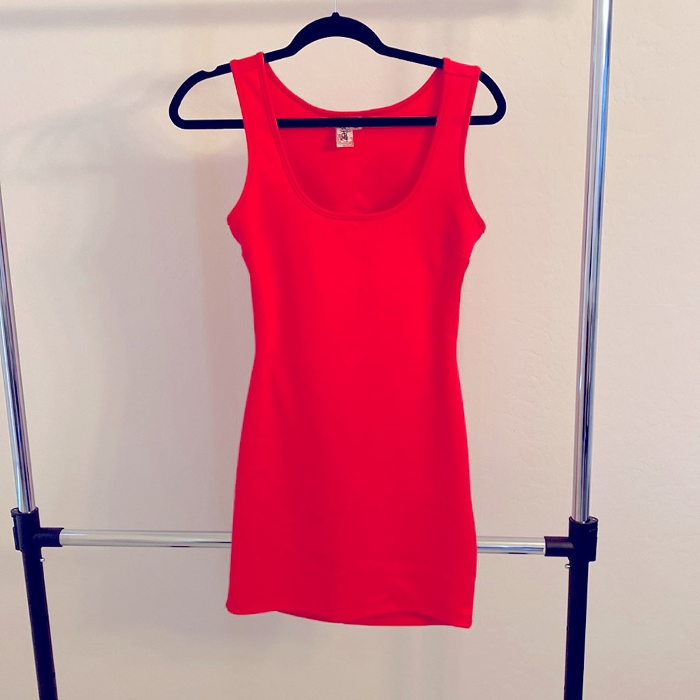 Neon pink open back dress